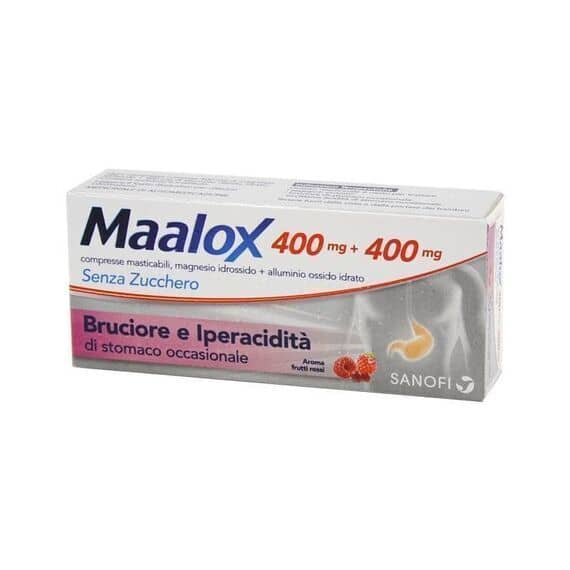 Maalox 400mg+400mg 30 Compresse Masticabili Senza Zucchero Bruciore e Iperaciditã di Stomaco Aroma Frutti Rossi | Acquista Online su Farmaclick