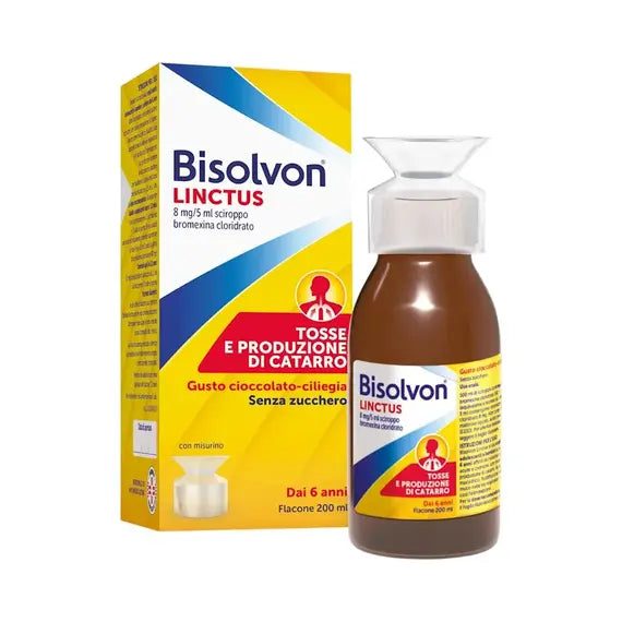 Bisolvon Linctus Sciroppo 8mg/5ml Cioccolato Ciliegia 200ml