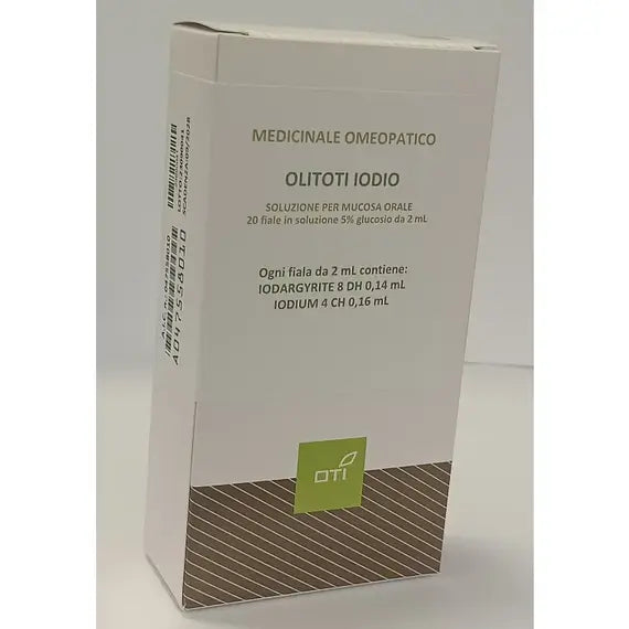 Olitoti iodio - soluzione per mucosa orale- 20 fiale in vetro in soluzione 5% glucosio da 2 ml