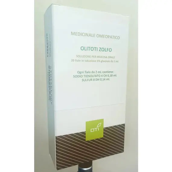 Olitoti zolfo - soluzione per mucosa orale- 20 fiale in vetro in soluzione 5% glucosio da 2 ml