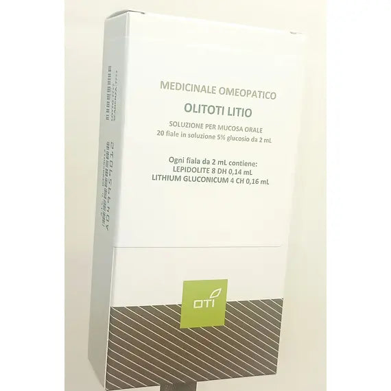 Olitoti litio - soluzione per mucosa orale- 20 fiale in vetro in soluzione 5% glucosio da 2 ml