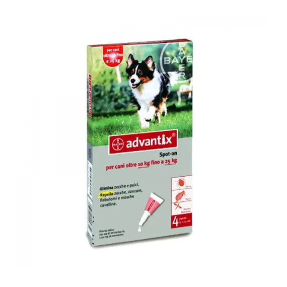 Advantix Spot On*soluz 4 Pipette 2,5 Ml 250 Mg + 1.250 Mg Cani da 10 a 25 Kg | Acquista Online su Farmaclick