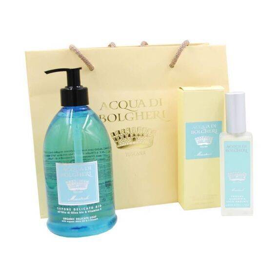 Acqua di Bolgheri Cofanetto Maestrale Profuma Biancheria e Ambiente Spray 50 Ml + Sapone Delicato Bio per Viso e Mani 500ml in Omaggio | Acquista Online su Farmaclick