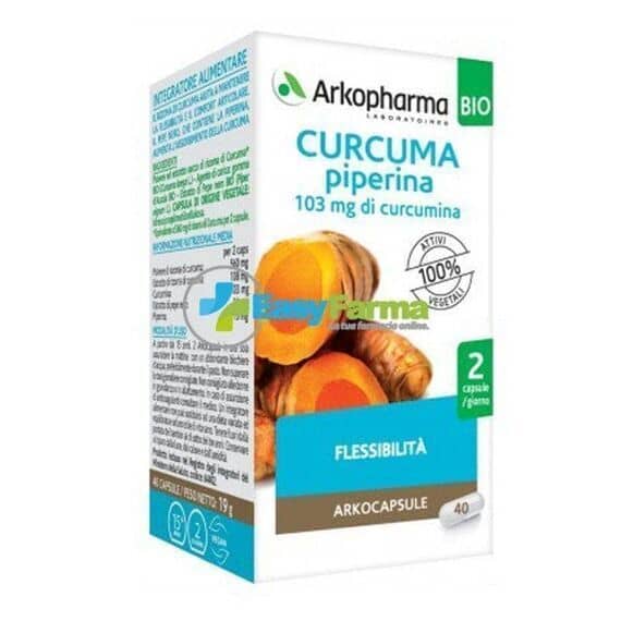 Arkopharma Curcuma Piperina Bio Integratore Alimentare per la Funzionalitã Digestiva e Articolare 40 Arkocapsule | Acquista Online su Farmaclick