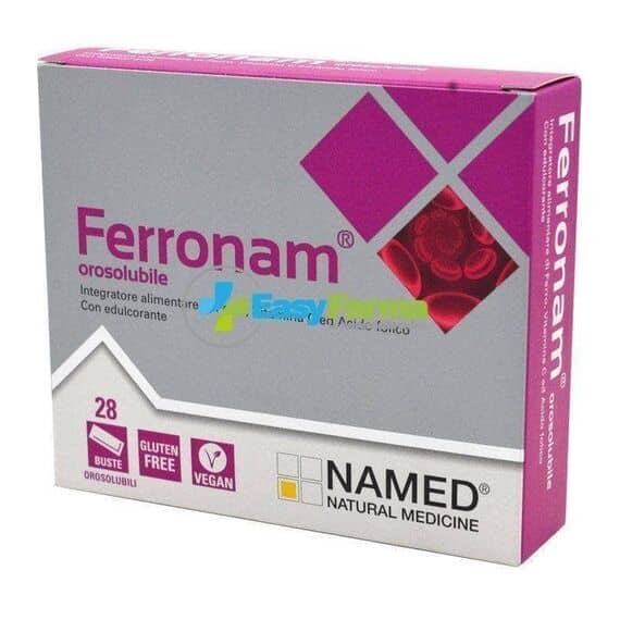 Ferronam Orosolubile Integratore Alimentare di Ferro Vitamina C e Acido Folico 28 Buste Orosolubili | Acquista Online su Farmaclick
