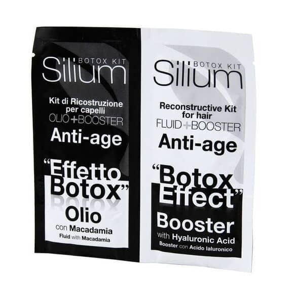 Silium Botox Kit di Ricostruzione per Capelli Anti Age Effetto Botox 2 Bustine da 12 Ml Olio e Booster | Acquista Online su Farmaclick