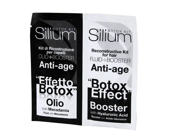 Silium Botox Kit für die Haarregeneration, Anti-Aging-Botox-Effekt, 2 Beutel à 12 ml Öl und Booster