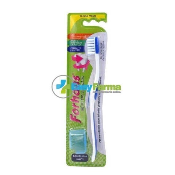 Forhans Sistema Plus Spazzolino Setole Medie con Pulisci Lingua 1 Pz Blu | Acquista Online su Farmaclick