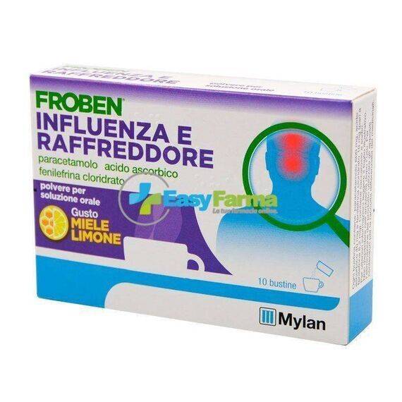 Froben Influenza e Raffreddore 10 Bustine Gusto Miele Limone | Acquista Online su Farmaclick