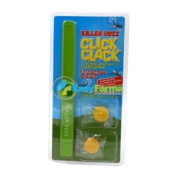Killer Buzz Click Clack Braccialetto Antizanzare 1 Braccialetto con 2 Ricariche | Acquista Online su Farmaclick