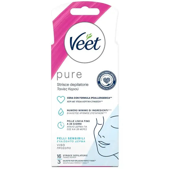 Veet Minima Strisce Depilatorie Viso Ipoallergeniche 16 Pezzi | Acquista Online su Farmaclick