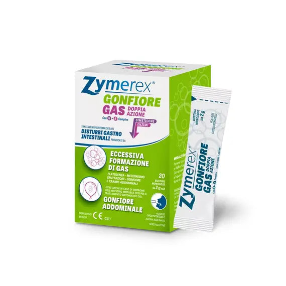 Zymerex Gonfiore Gas Doppia Azione Trattamento per i Disturbi Gastro Intestinali 20 Bustine Monodose | Acquista Online su Farmaclick
