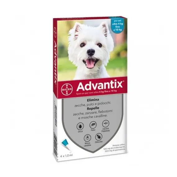 Advantix Spot On*soluz 4 Pipette 1 Ml 100 Mg + 500 Mg Cani da 4 a 10 Kg | Acquista Online su Farmaclick