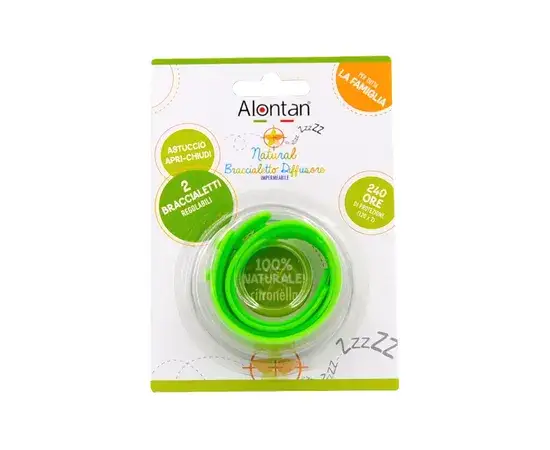 Alontan Natürliches Armband mit ätherischen Ölen 2 Stk. Farbe Grün Aroma Citronella und Geranie