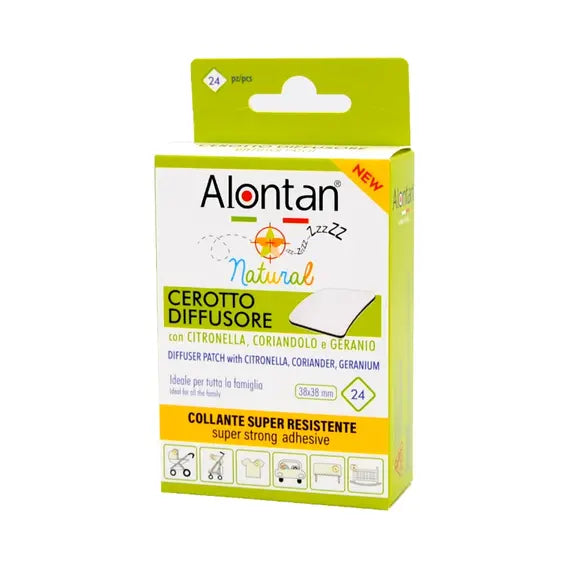 Alontan Natural Cerotto Antizanzare Diffusore di Oli Essenziali 24 Pezzi 38 X 38 Mm | Acquista Online su Farmaclick