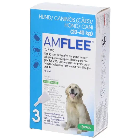 Amflee Trattamento di Pulci Zecche e Pidocchi Cani ( 20-40 Kg) 3 Pipette da 2.68 Ml | Acquista Online su Farmaclick
