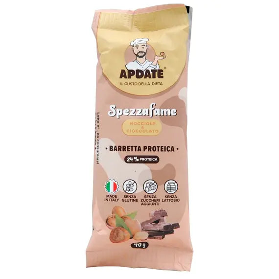 Apdate Barretta 24% Proteica Spezzafame Nocciole e Cioccolato 40g | Acquista Online su Farmaclick