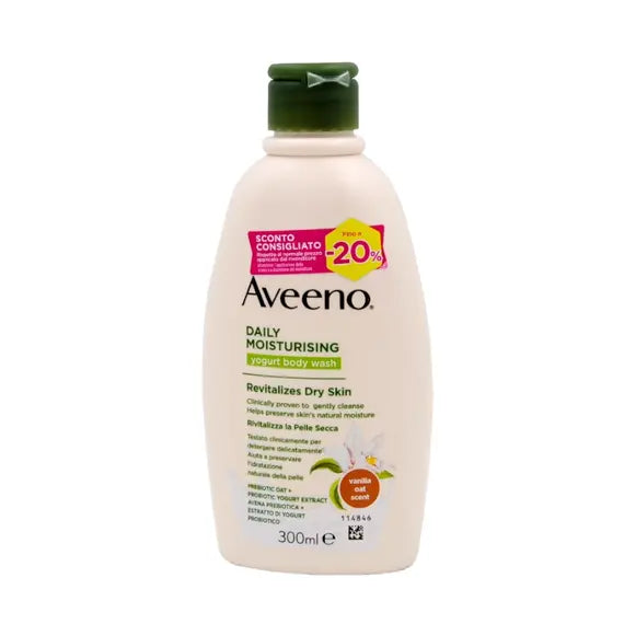 Aveeno Daily Moisturising Bagno Doccia Yogurt Vaniglia e Avena 300 Ml | Acquista Online su Farmaclick