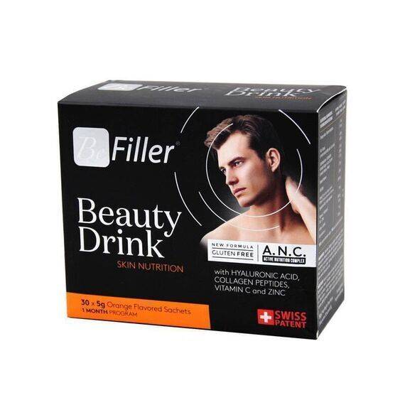 Be Filler Beauty Drink Skin Nutrition For Men Integratore Alimentare per la Pelle 30 Bustine da 5g Gusto Arancia | Acquista Online su Farmaclick