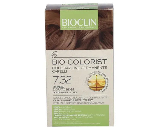 Bioclin Bio Colorist Colorazione Permanente Capelli Con Olio Di Argan Biologico 7.32 Biondo Dorato Beige