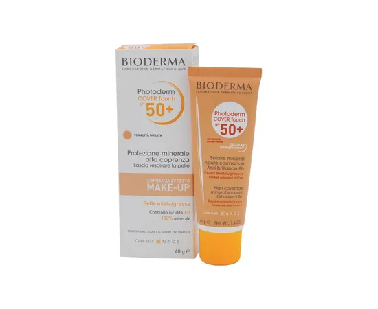 Bioderma Photoderm Cover Touch 50+ Mineralischer Schutz Mischhaut und fettige Haut 40 g Goldton
