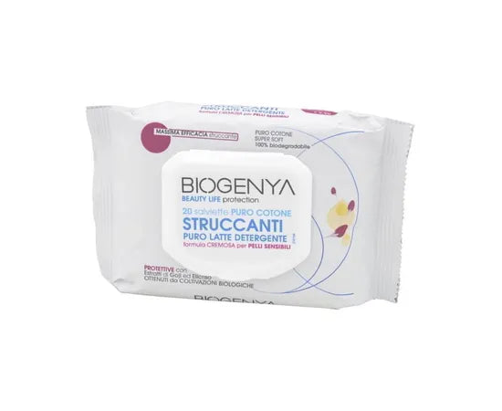 Biogenya Salviette Struccanti Con Puro Latte Detergente Per Pelli Sensibili 20 Salviette