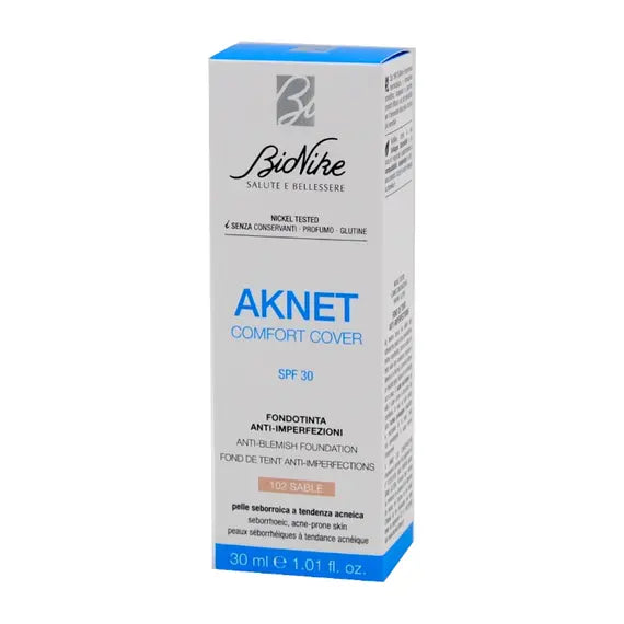 Bionike Aknet Comfort Cover Spf30 Fondotinta Anti Imperfezioni 102 Sable 30 Ml | Acquista Online su Farmaclick