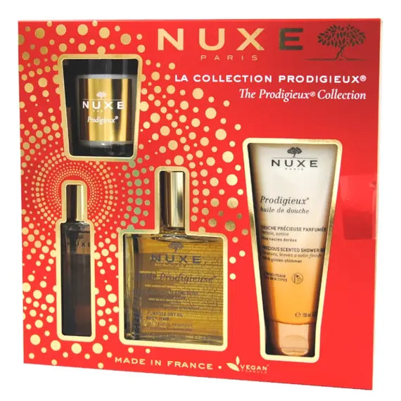 Nuxe Cofanetto la Collection Prodigiueux Olio Multifunzione + Profumo + Olio Doccia + Candela Profumata | Acquista Online su Farmaclick