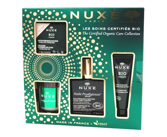 Nuxe Cofanetto Trattamenti Certificati Bio Olio Prodigioso Di Neroli + Fluido Idratante Correttore + Sapone Liporestitutivo Delicato + Candela Profumata