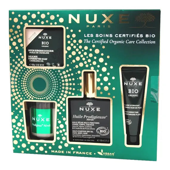 Nuxe Cofanetto Trattamenti Certificati Bio Olio Prodigioso di Neroli + Fluido Idratante Correttore + Sapone Liporestitutivo Delicato + Candela Profumata | Acquista Online su Farmaclick