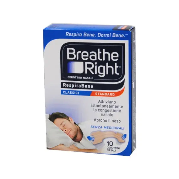 Breathe Right Respira Bene Cerotti Classici Standard per la Congestione Nasale 10 Cerotti | Acquista Online su Farmaclick