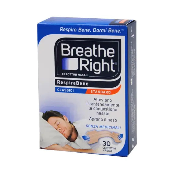 Breathe Right Respira Bene Cerotti Classici Standard per la Congestione Nasale 30 Cerotti | Acquista Online su Farmaclick