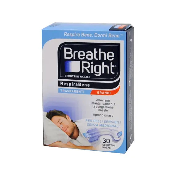 Breathe Right Respira Bene Cerotti Trasparenti Grandi per la Congestione Nasale 30 Cerotti | Acquista Online su Farmaclick