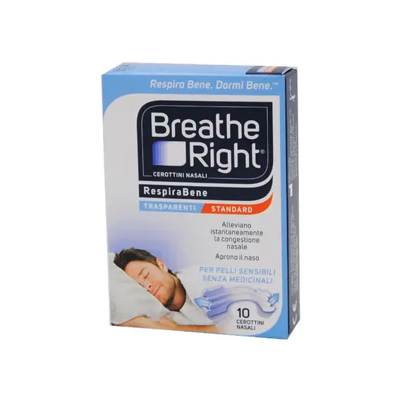 Breathe Right Respira Bene Cerotti Trasparenti Standard per la Congestione Nasale 10 Cerotti | Acquista Online su Farmaclick
