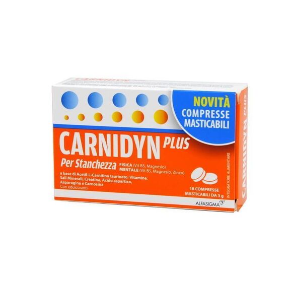 Carnidyn Plus Integratore per la Stanchezza Fisica e Mentale 18 Compresse Masticabili | Acquista Online su Farmaclick