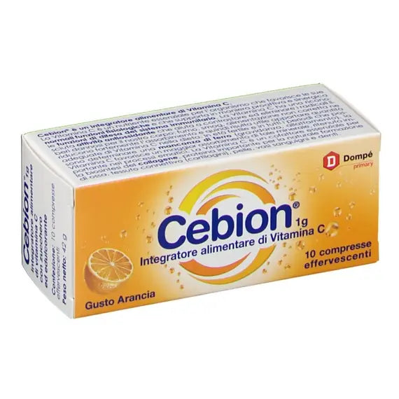 Cebion Integratore Alimentare di Vitamina C 1 G Gusto Arancia Senza Zuccheri 10 Compresse Effervescenti | Acquista Online su Farmaclick