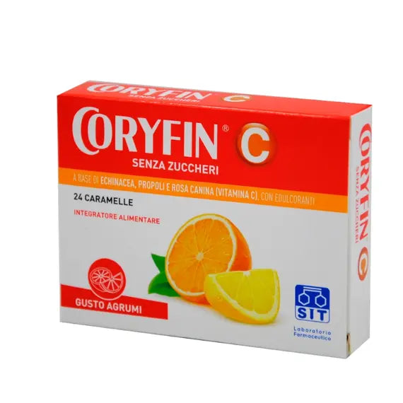 Coryfin C Integratore Alimentare per Vie Respiratorie Senza Zucchero Gusto Agrumi 24 Caramelle | Acquista Online su Farmaclick