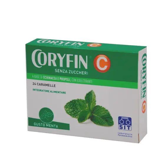 Coryfin C Integratore Alimentare per Vie Respiratorie Senza Zucchero Gusto Menta 24 Caramelle | Acquista Online su Farmaclick