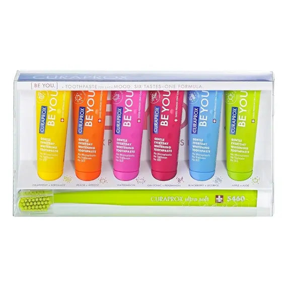 Curaprox Be You Six Taste Pack con 6 Mini Dentifrici e 1 Spazzolino | Acquista Online su Farmaclick