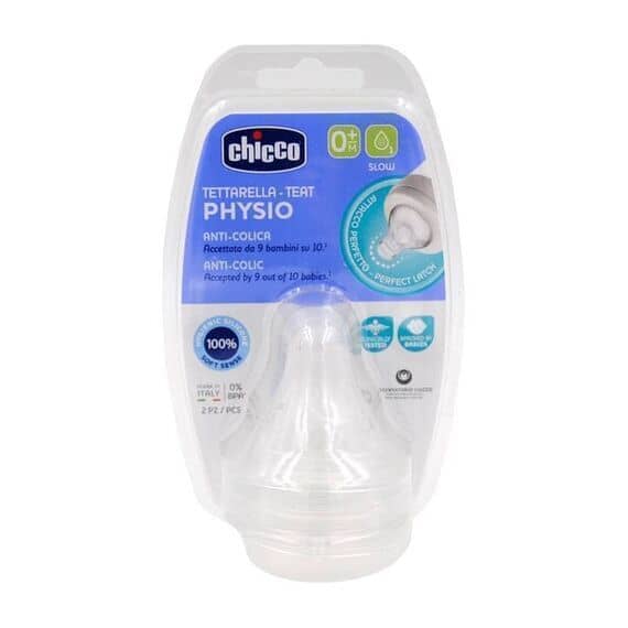 Chicco Tettarella Physio Anti Colica in Silicone 0m+ Flusso Lento 2 Pezzi | Acquista Online su Farmaclick