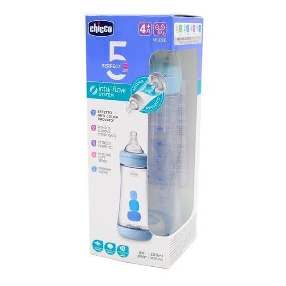 Chicco Biberon Perfect 5 4m+ Flusso Veloce 300 Ml Colore Azzurro | Acquista Online su Farmaclick