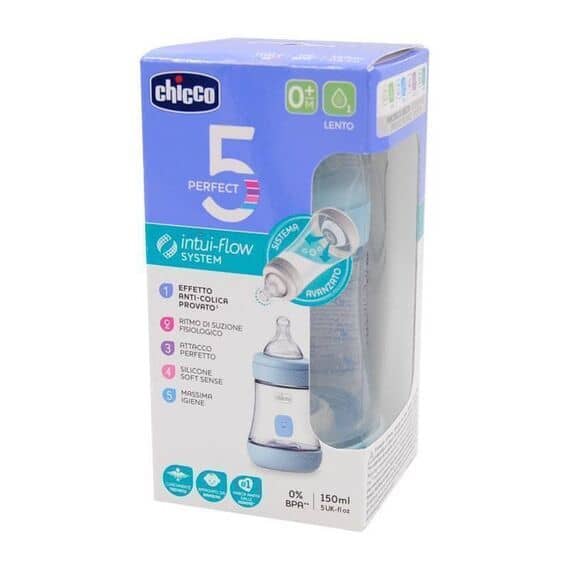 Chicco Biberon Perfect 5 0m+ Flusso Lento 150 Ml Colore Azzurro | Acquista Online su Farmaclick
