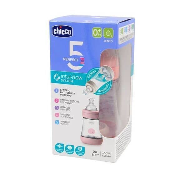 Chicco Biberon Perfect 5 0m+ Flusso Lento 150 Ml Colore Rosa | Acquista Online su Farmaclick