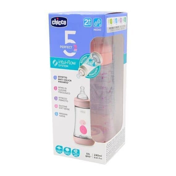 Chicco Biberon Perfect 5 2m+ Flusso Medio 240 Ml Colore Rosa | Acquista Online su Farmaclick