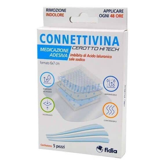 Connettivina Cerotto Hi Tech Medicazione Adesiva con Acido Ialuronico 5 Pz 6x7 Cm | Acquista Online su Farmaclick