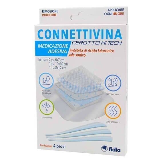 Connettivina Cerotto Hi Tech Medicazione Adesiva con Acido Ialuronico 4 Cerotti Varie Misure | Acquista Online su Farmaclick