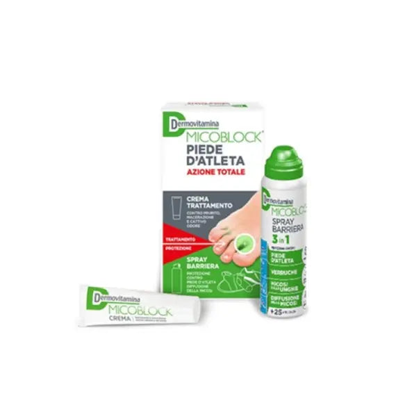 Dermovitamina Micoblock Piede D'atleta Azione Totale Crema 30ml + Spray Barriera 3 in 1 100 Ml | Acquista Online su Farmaclick