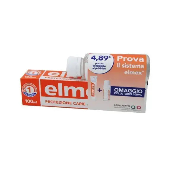 Elmex Dentifricio Protezione Carie 100 Ml + Collutorio Elmex Protezione Carie da 100 Ml in Omaggio | Acquista Online su Farmaclick