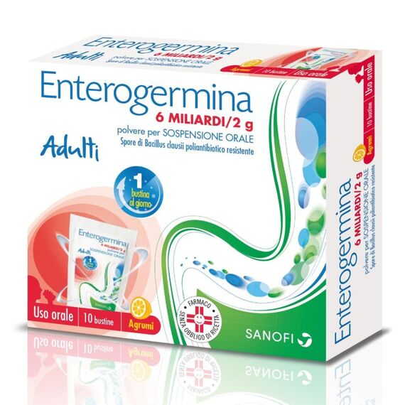 Enterogermina 6 Miliardi/2g Polvere per Sospensione Orale 10 Bustine Gusto Agrumi | Acquista Online su Farmaclick