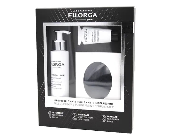 Filorga Age Purify Routine Anti Rughe Detergente 150Ml + Fluido Correzione Rughe 15 Ml + Spazzola Viso Omaggio